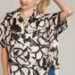 Umgee Full Size Two Tone Print Button Down Top with hidden Plackets Tops