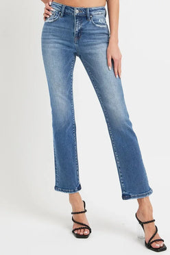 RISEN Full Size Mid Rise Ankle Straight Jeans with Pockets - DAVERRI FASHIONS