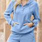 Drawstring Half Snap Hoodie and Short Set - DAVERRI FASHIONS