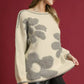 Umgee Floral Jacquard Knit Sweater Cream - DAVERRI FASHIONS