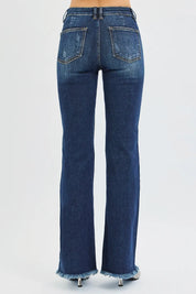 RISEN Full Size Tummy Control Mid Rise Flare Jeans Plus Size | Daverri Fashions
