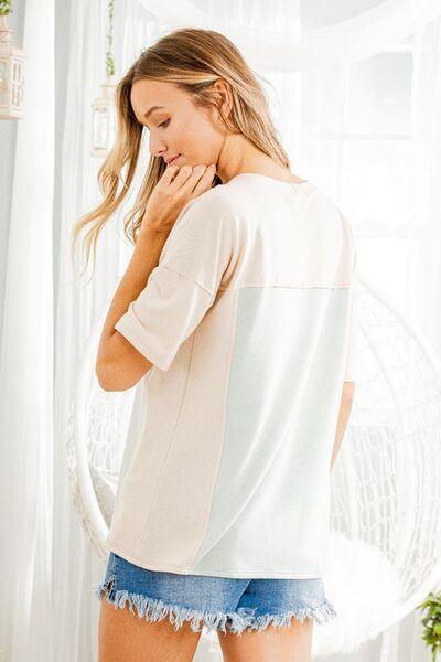 Heimish Contrast Round Neck Short Sleeve T-Shirt T-Shirts