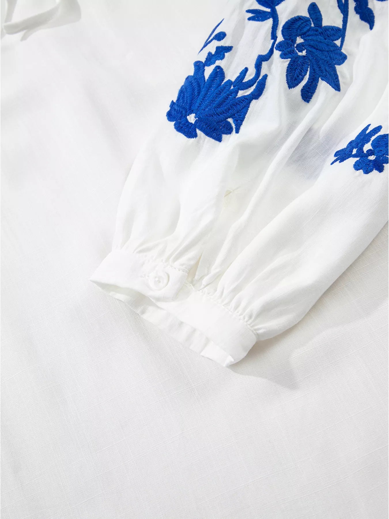 Floral Embroidered Tie Neck Blouse | Blouses Daverri Fashions