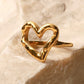 18K Gold Plated Heart-Shaped Ring - DAVERRI FASHIONS