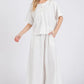 Ces Femme Half Button Half Sleeve Top and Pants Set White Outfit Sets