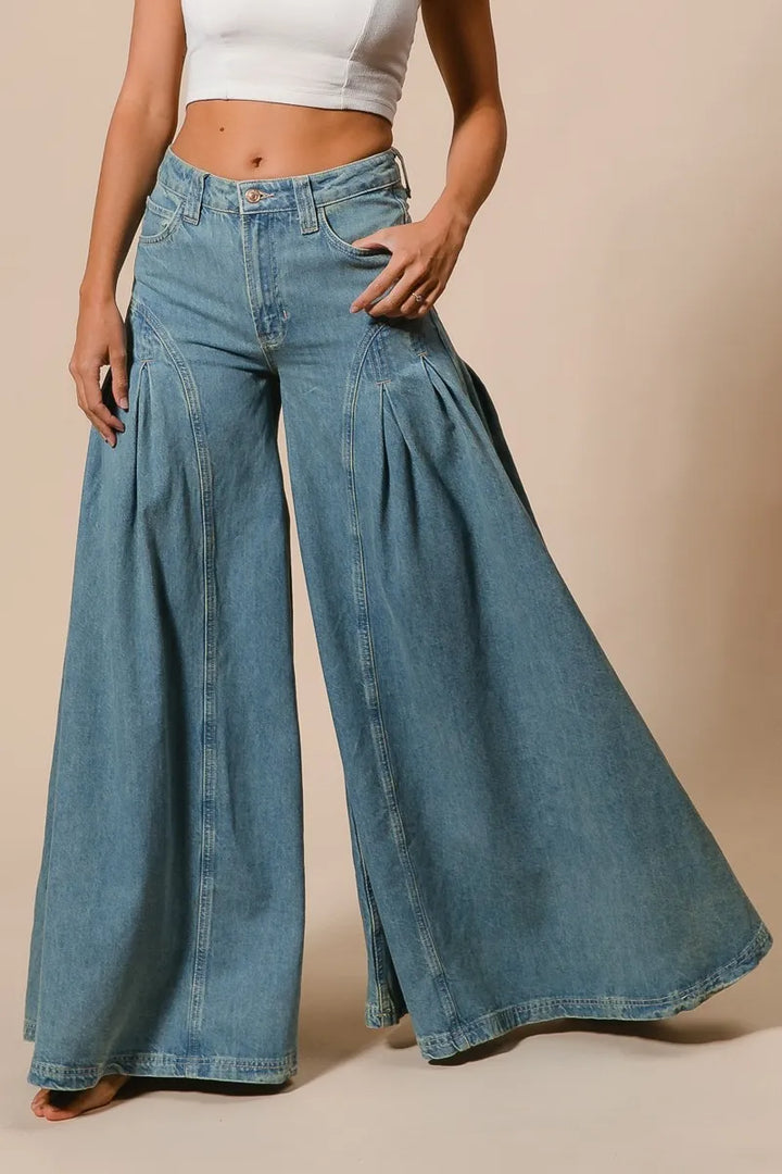 BiBi Pleated Detail Wide Jeans Jeans