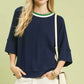 Umgee Ribbed Knit Top with Contrast Trim - DAVERRI FASHIONS