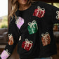 Sequin Gift Box Long Sleeve Sweatshirt - DAVERRI FASHIONS