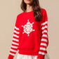 SO ME Christmas Snowflake Crochet Embellished Sweater - DAVERRI FASHIONS