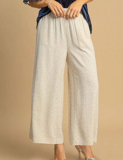 Umgee Full Size High Waisted Embellished Linen Pants Plus Size Pants