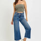 RISEN High Rise Crop Wide Leg Jeans with Wide Band Detail - DAVERRI FASHIONS