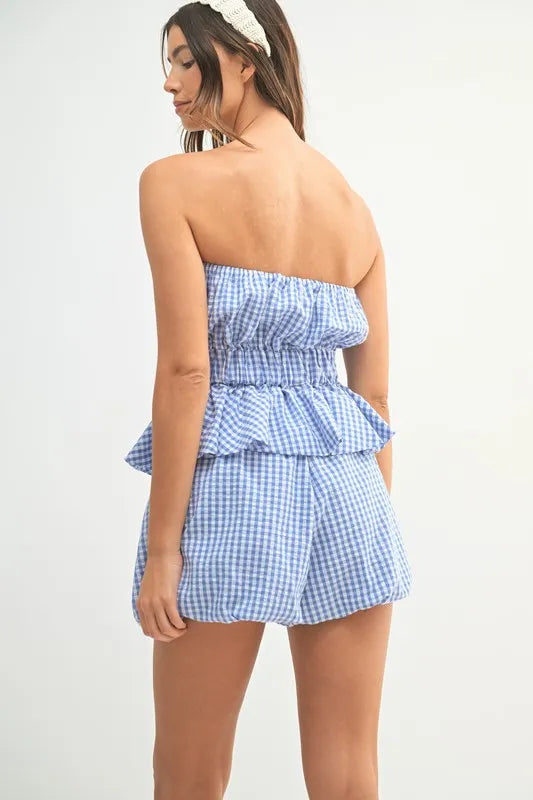 MABLE Gingham Tube Top and Shorts Set