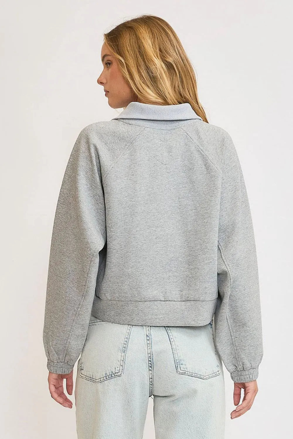 Umgee Full Size Half Zip Cropped Sweatshirt Plus Size