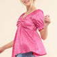 And The Why Satin Leopard V Wired Puff Sleeves Blouse