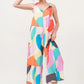 And The Why Tied Shoulder Straps Wide-Leg Geo Print Jumpsuit Jumpsuits