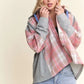 ADORA Button Down Plaid Hoodie Shacket PINK H.GREY Shackets