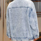 Distressed Wash Button Up Denim Jacket - DAVERRI FASHIONS