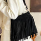 Suede Fringe Shoulder Bag - DAVERRI FASHIONS