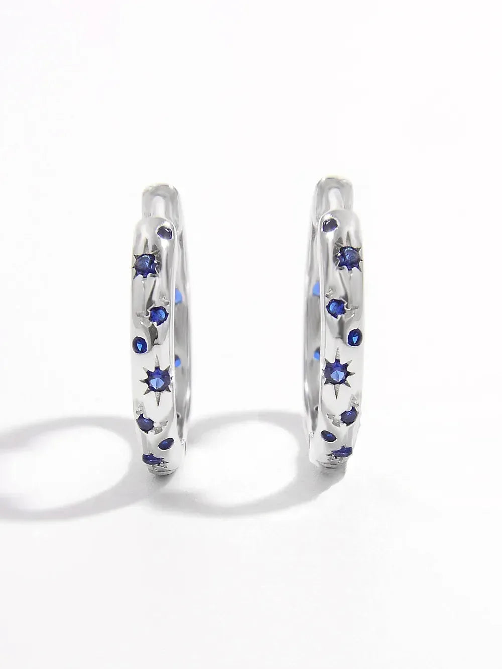 925 Sterling Silver Inlaid Zircon Huggie Earrings - DAVERRI FASHIONS