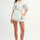 MABLE Embroidered Button Down Shirt and Shorts Set Outfit Sets