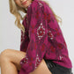 Umgee Boho Patterned Long Sleeve Sweater - DAVERRI FASHIONS