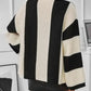 Waffle-Knit V-Neck Striped Long Sleeve Cardigan - DAVERRI FASHIONS