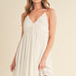 Aemi + Co Ruched Plunge Mini Cami Dress White L Cami Dresses