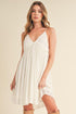 Aemi + Co Ruched Plunge Mini Cami Dress White L Cami Dresses