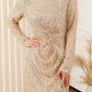 Sequin Knot Round Neck Long Sleeve Mini Dress - DAVERRI FASHIONS