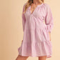 Aemi + Co Notched Balloon Sleeve Tiered Mini Dress Mini Dresses