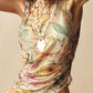 Daverri Floral Print Mock Neck Tank in sheer beige peach floral top