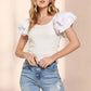 ADORA Layered Ruffled Sleeve Ribbed Top