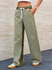 Striped Wide Leg Jeans | Pants Daverri Fashions