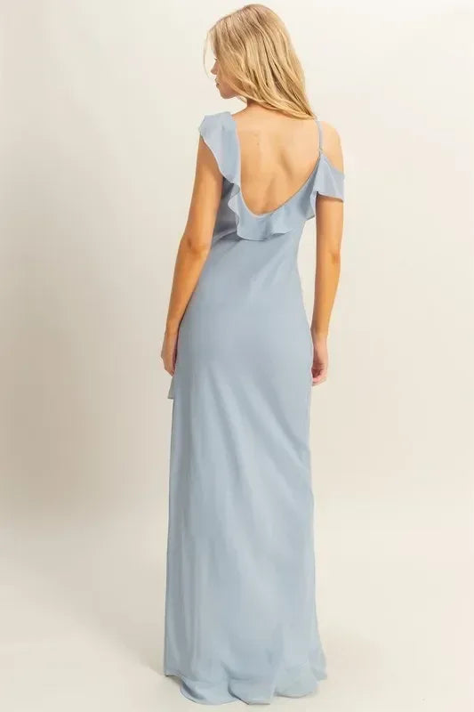 HYFVE Chiffon Ruffle Trim Midi Dress - DAVERRI FASHIONS