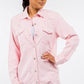 American Bazi Frayed Hem Distressed Denim Jacket Pink M Jackets