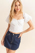 HYFVE Puff Sleeve Sweetheart Neck Top OFF WHITE