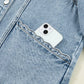 Scallop Trim Collar Patched Pocket Button Up Denim Jacket - DAVERRI FASHIONS