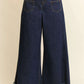Davi & Dani Patch Pocket Wide Leg Culotte Jeans - DAVERRI FASHIONS