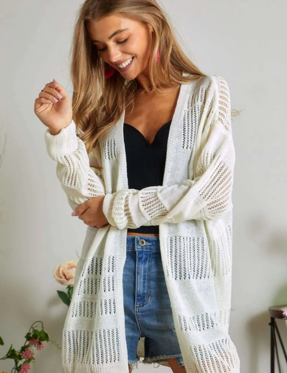 IVORY M ADORA Lightweight Sweater Knit Cardigan | Cardigans Daverri Fashions