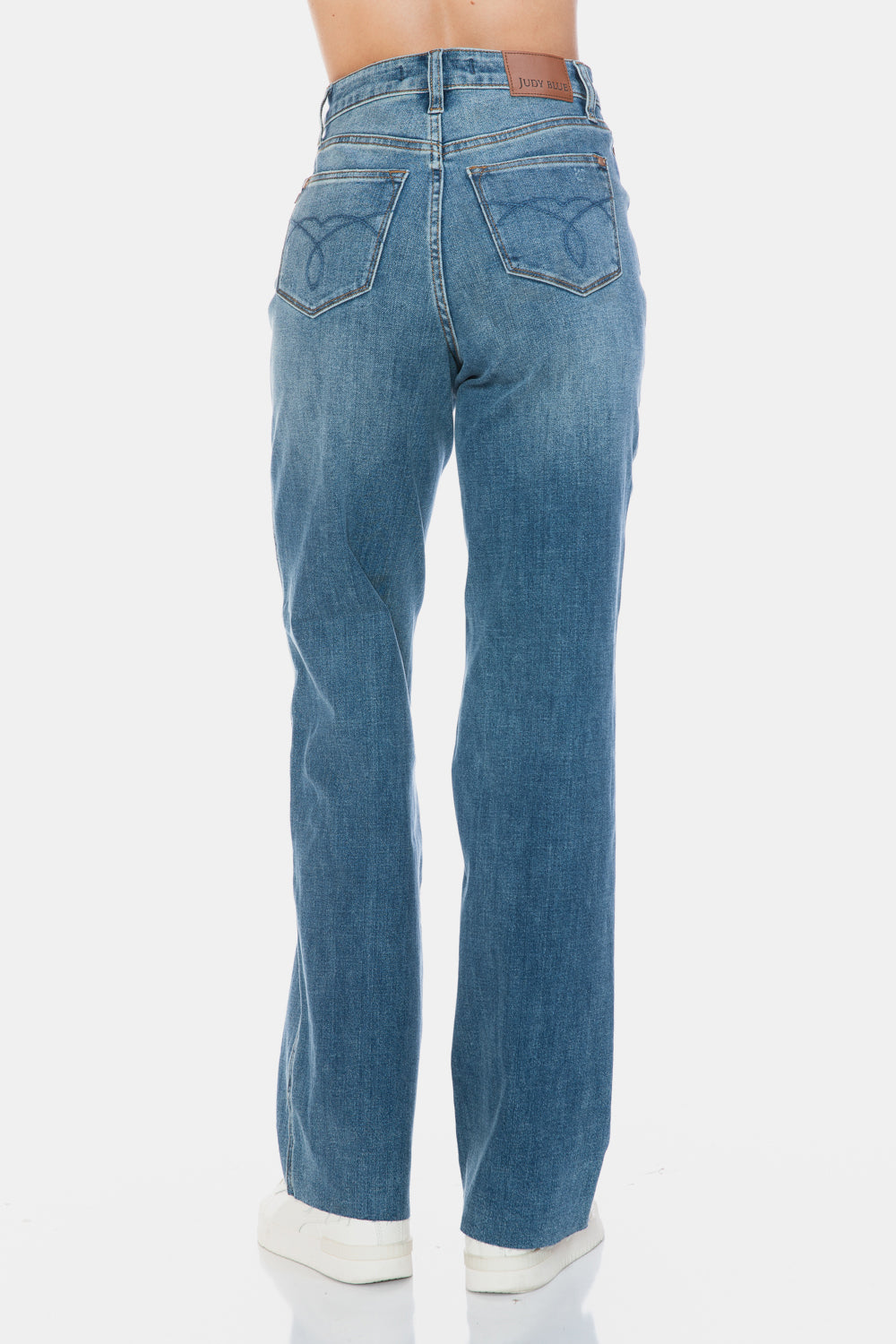 Judy Blue Tummy Control Cut Raw Hem Straight Jeans Bottoms