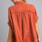 Umgee Full Size Cotton Gauze Mineral Wash Button Down Shirt Plus Size