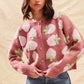 SO ME Strawberry Fruit All Over Button Sweater Cardigan - DAVERRI FASHIONS