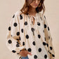 BiBi Polka Dot Exaggerated Balloon Sleeves Blouse - DAVERRI FASHIONS