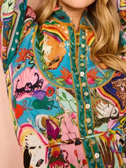 Daverri Fashions multicolored unicorn zip-up jacket dress with belt