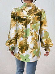 Daverri Fashions Floral Print Long Sleeve Shirt - DAVERRI FASHIONS