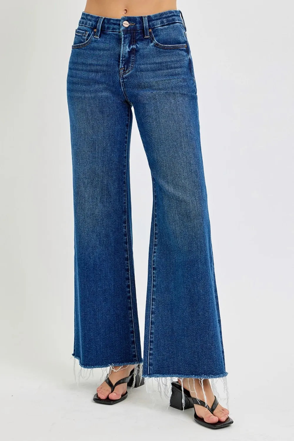 RISEN Tummy Control High Rise Wide Leg Jeans | Daverri Fashions
