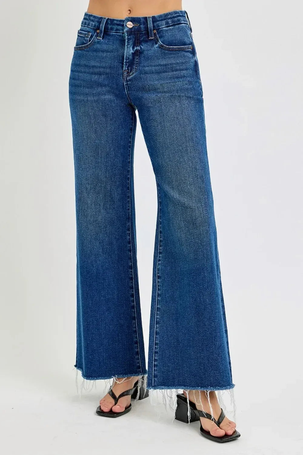 RISEN Tummy Control High Rise Wide Leg Jeans - DAVERRI FASHIONS