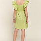 ADORA Smocked Back Ruffled Cap Sleeve Babydoll Dress Babydoll Dresses