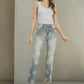 Insane Gene High Rise Star Print Cropped Girlfriend Jeans - DAVERRI FASHIONS