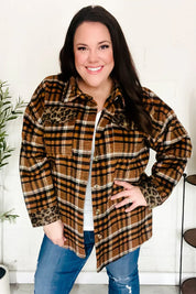 Put Together Rust Plaid & Animal Print Button Down Jacket | Daverri Fashions